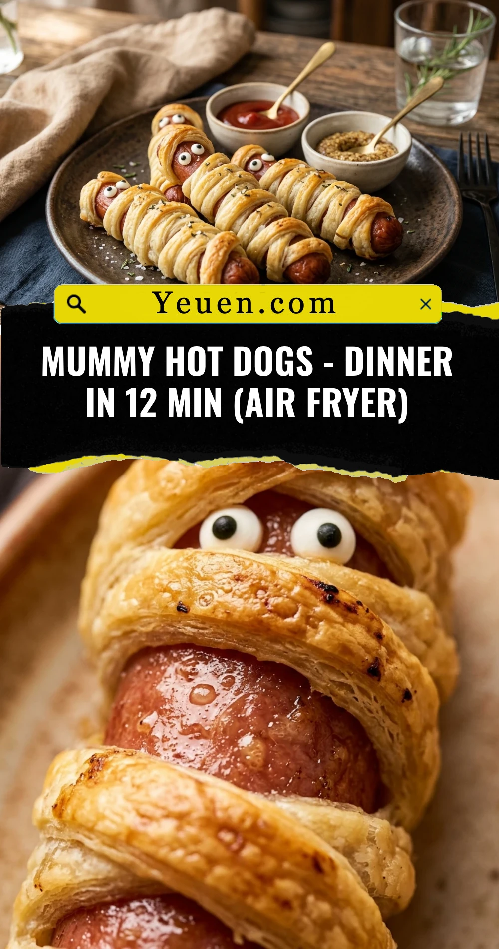 Mummy Hot Dogs - Dinner In 12 Min (Air Fryer)