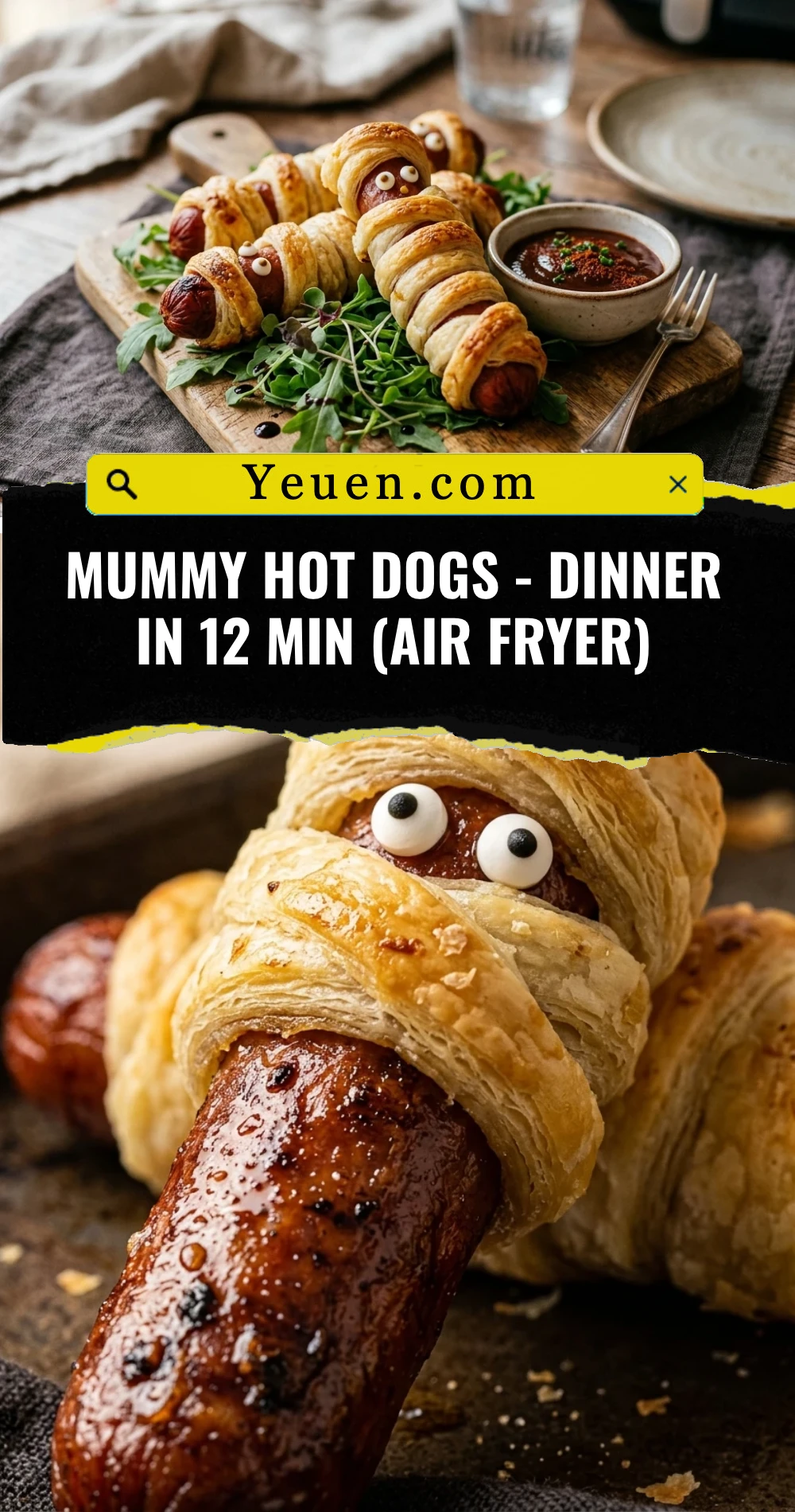 Mummy Hot Dogs - Dinner In 12 Min (Air Fryer)