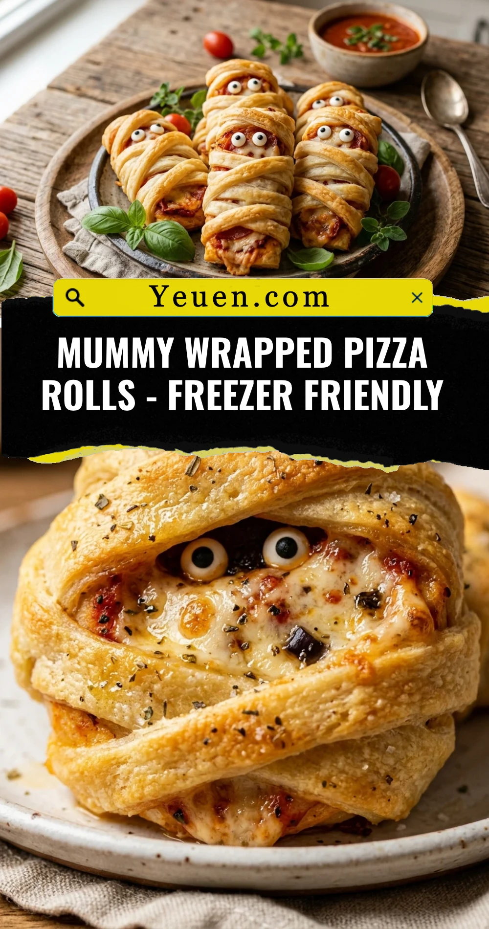Mummy Wrapped Pizza Rolls - Freezer Friendly