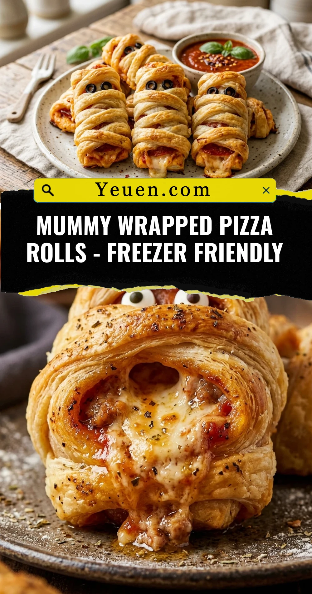 Mummy Wrapped Pizza Rolls - Freezer Friendly