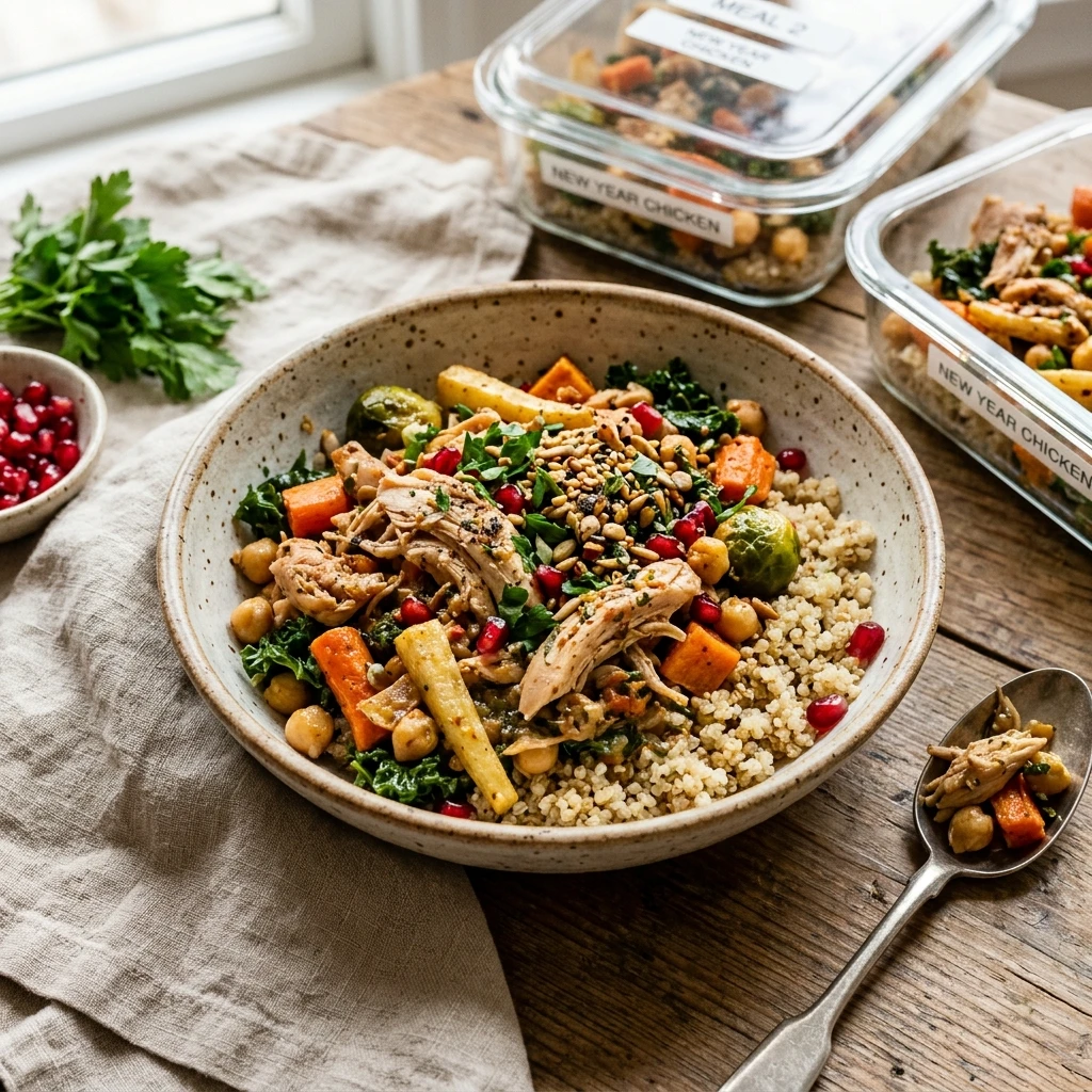 New Year Chicken Meal Prep Crockpot High Protein Under $20 Feeds 8 No Prep