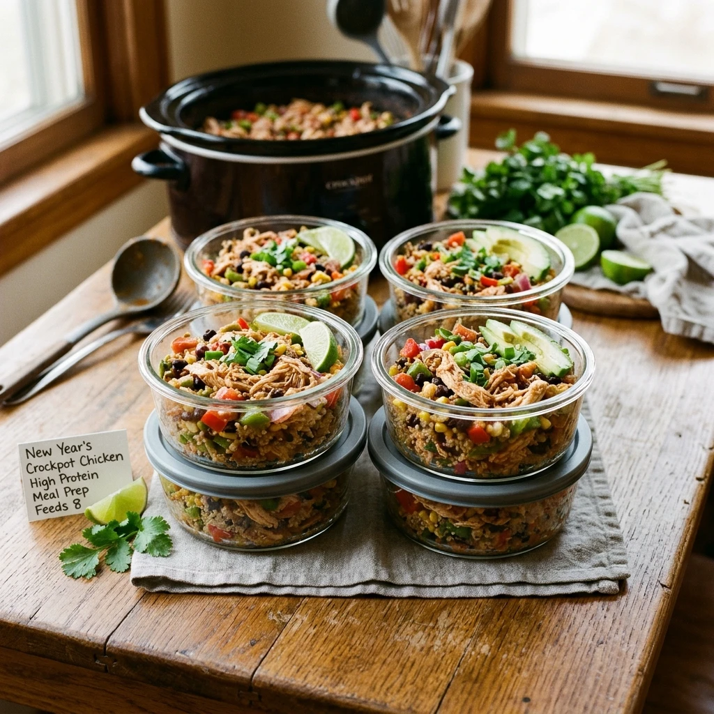 New Year Chicken Meal Prep Crockpot High Protein Under $20 Feeds 8 No Prep