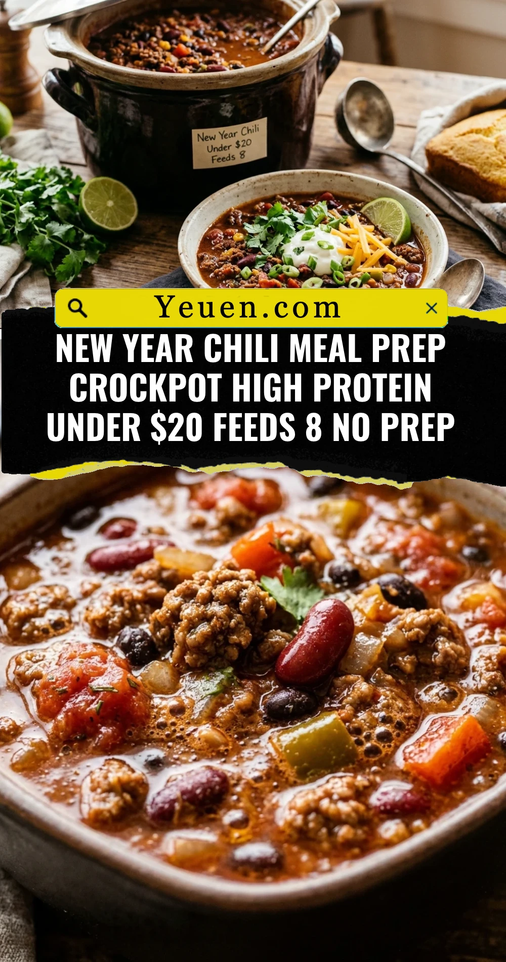 New Year Chili Meal Prep Crockpot High Protein Under $20 Feeds 8 No Prep