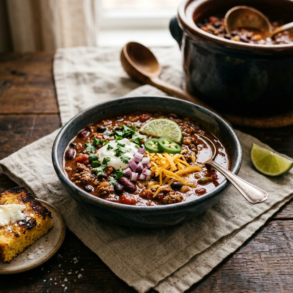 New Year Chili Meal Prep Crockpot High Protein Under $20 Feeds 8 No Prep