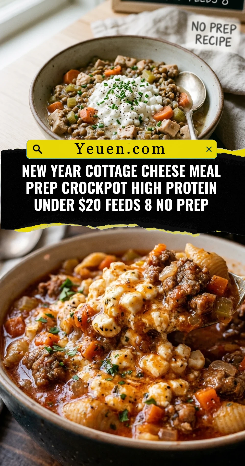 New Year Cottage Cheese Meal Prep Crockpot High Protein Under $20 Feeds 8 No Prep