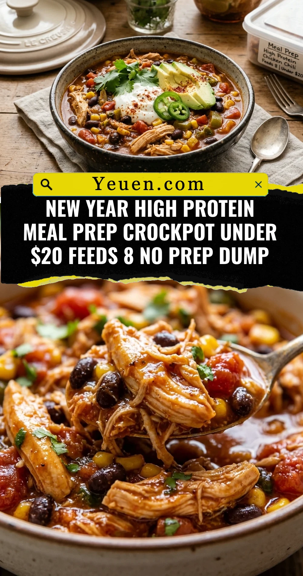 New Year High Protein Meal Prep Crockpot Under $20 Feeds 8 No Prep Dump