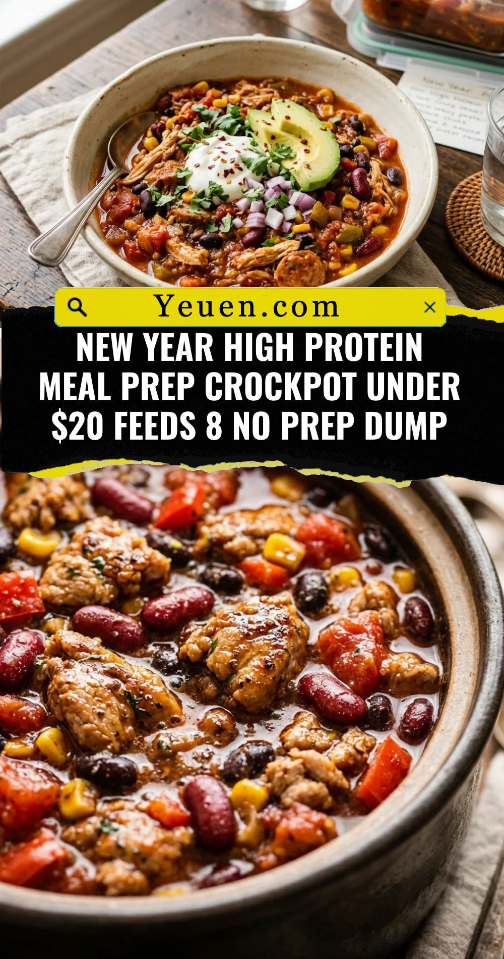 New Year High Protein Meal Prep Crockpot Under $20 Feeds 8 No Prep Dump