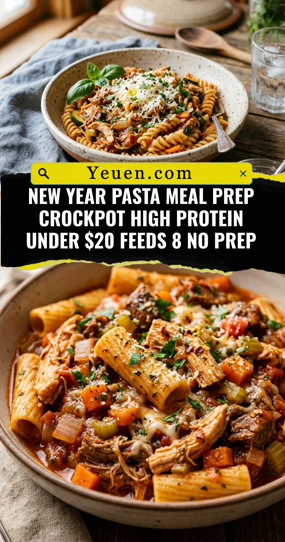 New Year Pasta Meal Prep Crockpot High Protein Under $20 Feeds 8 No Prep