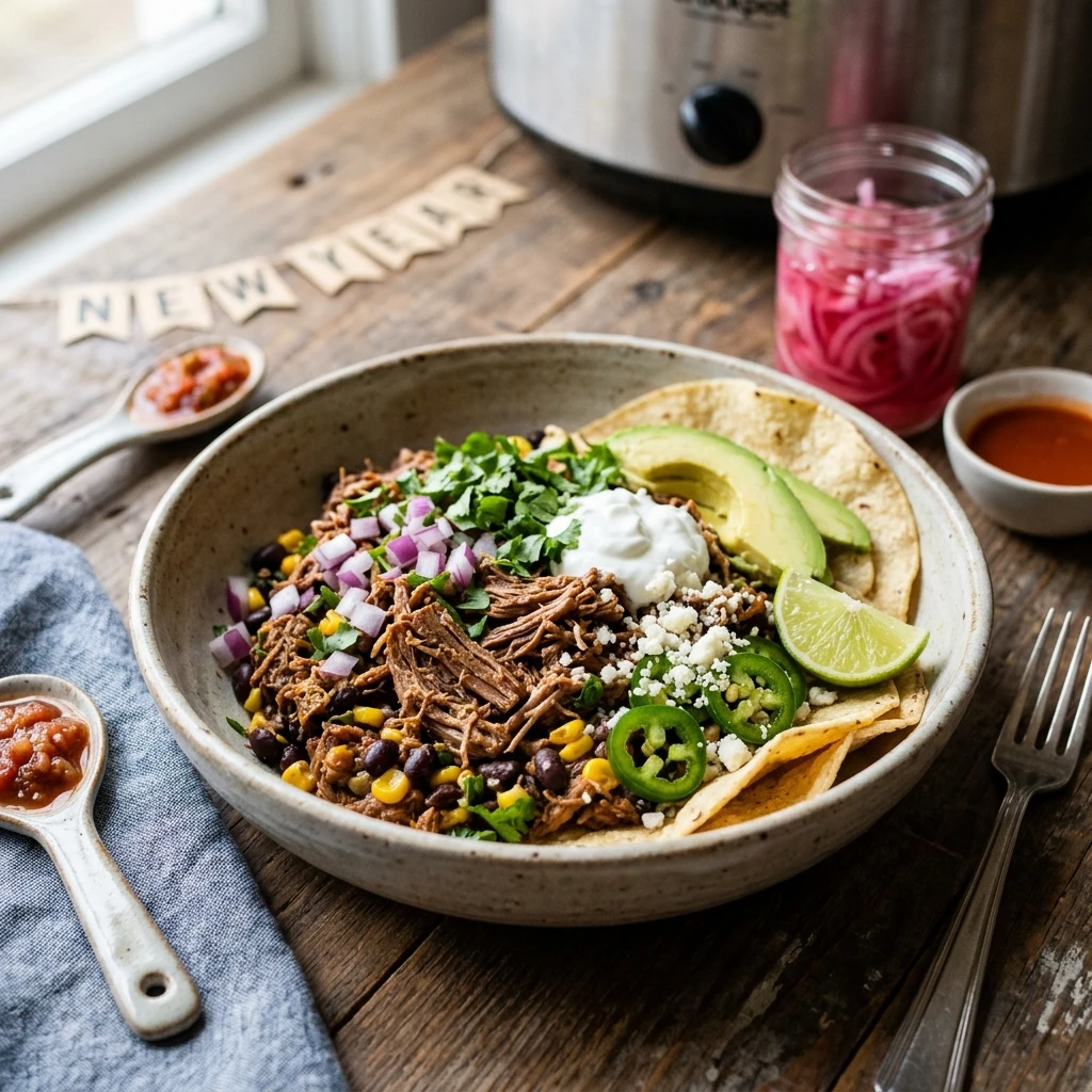 New Year Taco Meal Prep Crockpot High Protein Under $20 Feeds 8 No Prep