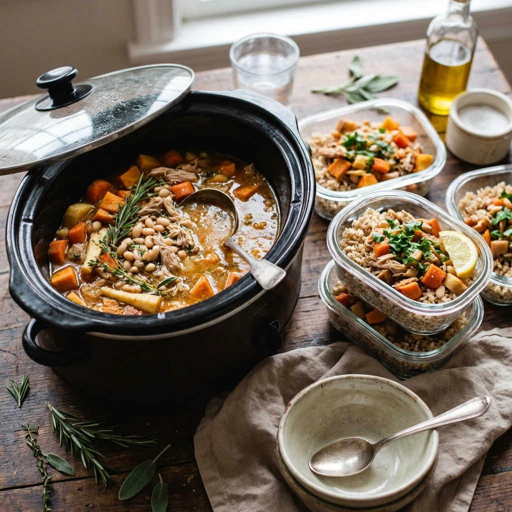 New Year Turkey Meal Prep Crockpot High Protein Under $20 Feeds 8 No Prep