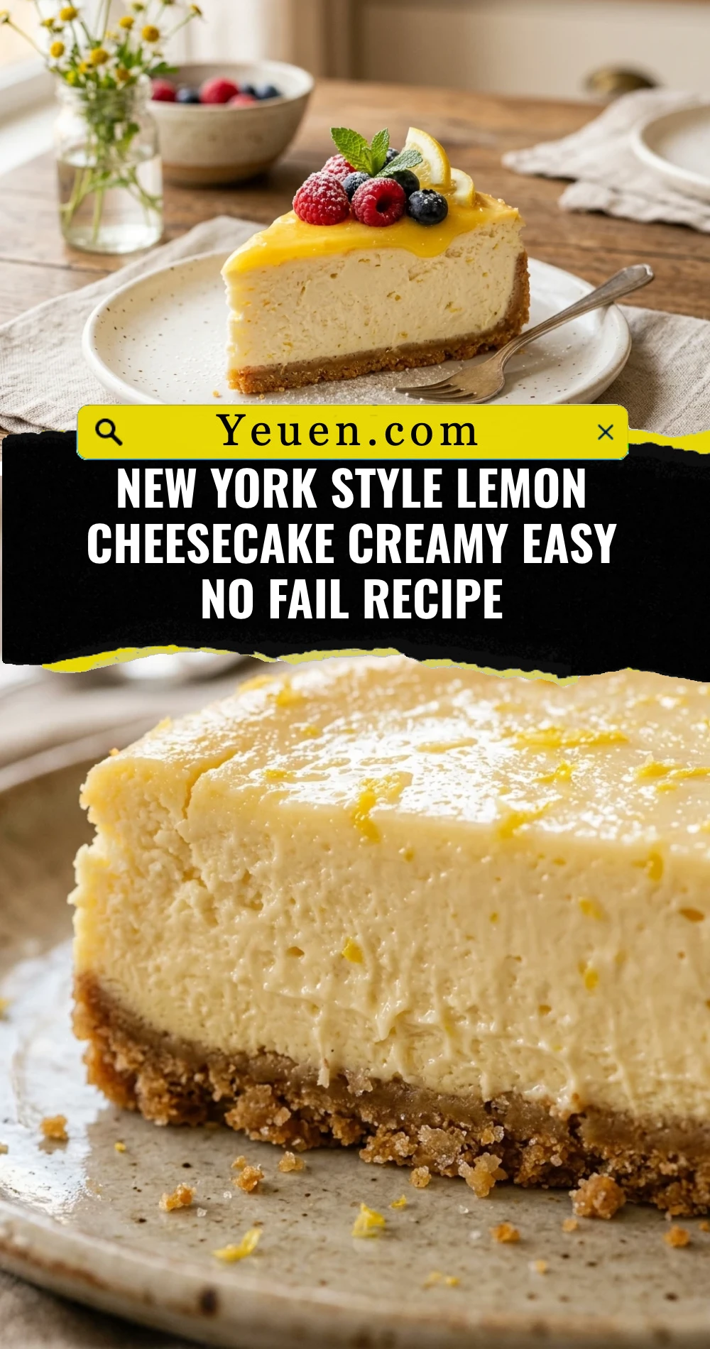 New York Style Lemon Cheesecake Creamy Easy No Fail Recipe