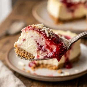 New York Style White Chocolate Raspberry Cheesecake Creamy Easy Recipe