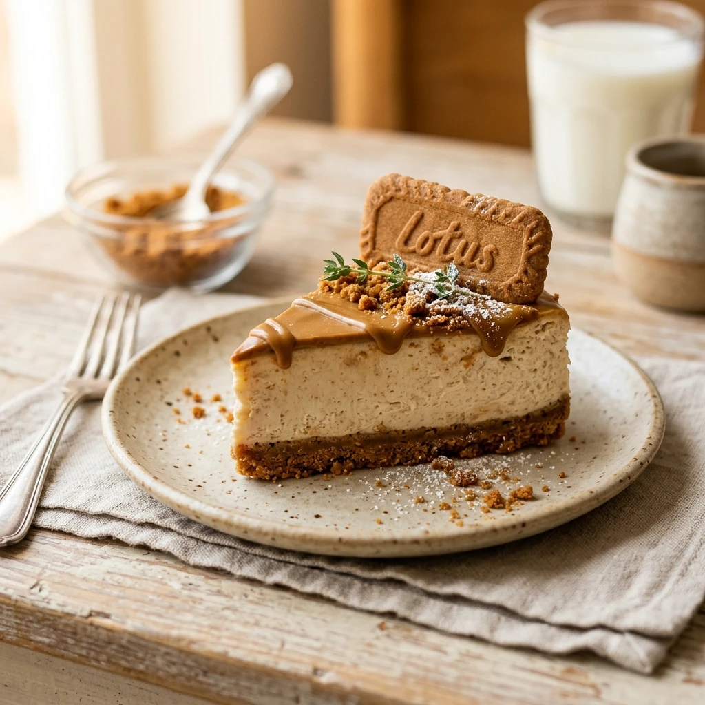 No Bake Biscoff Cheesecake Easy Creamy Viral 2026 3 Ingredient No Fail