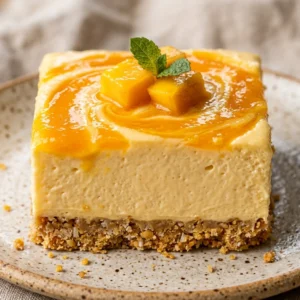 No Bake Mango Cheesecake Easy Creamy 3 Ingredient Viral Tropical Recipe