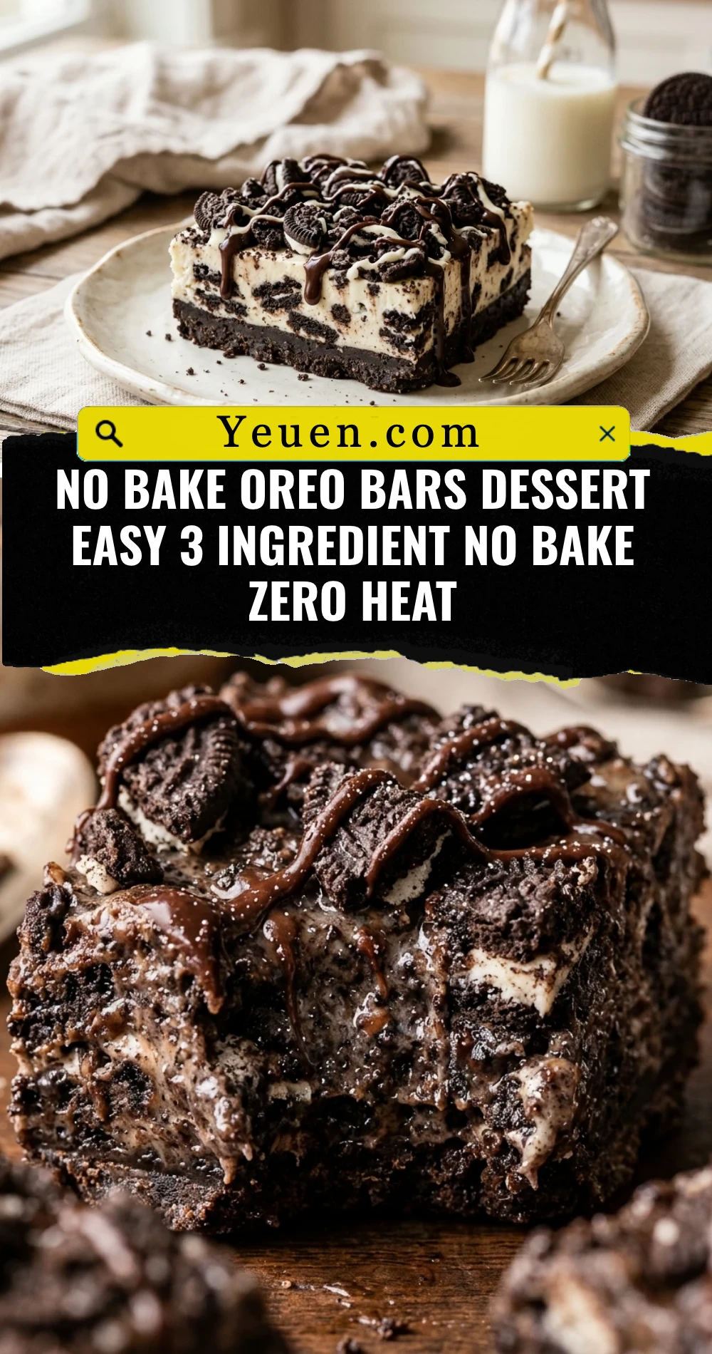 No Bake Oreo Bars Dessert Easy 3 Ingredient No Bake Zero Heat