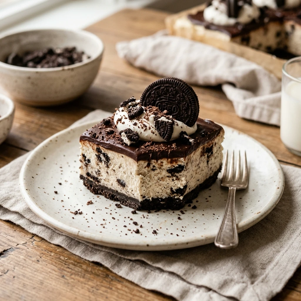No Bake Oreo Cheesecake Bars Easy Creamy Viral Party Recipe No Fail