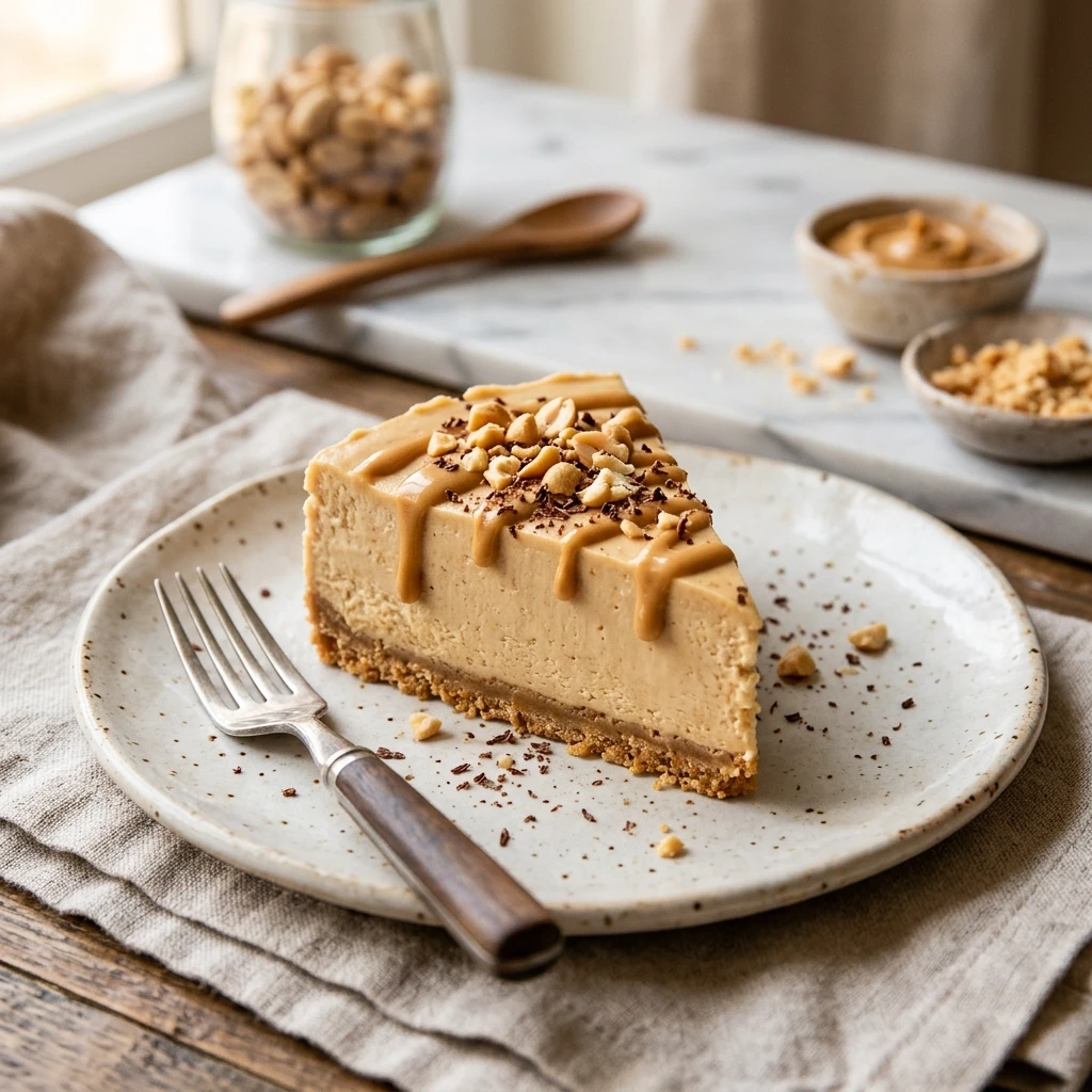 No Bake Peanut Butter Cheesecake Easy 3 Ingredient Creamy Viral Recipe