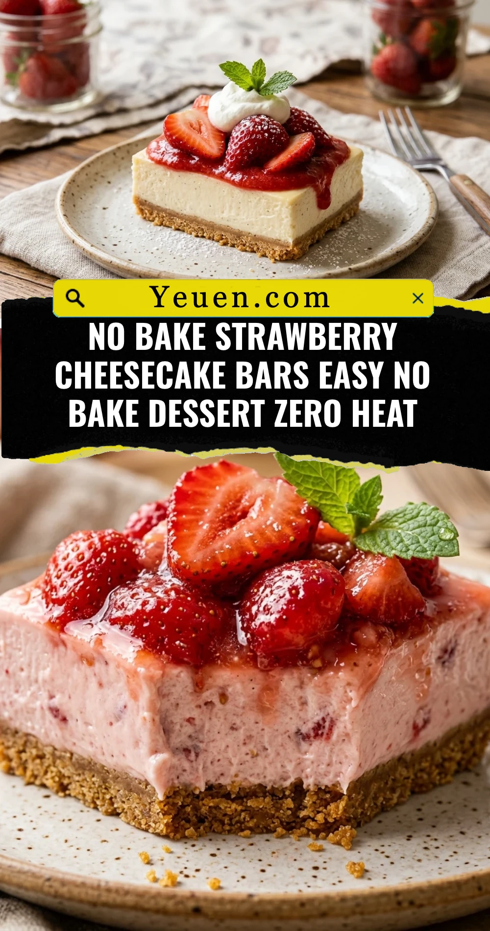 No Bake Strawberry Cheesecake Bars Easy No Bake Dessert Zero Heat