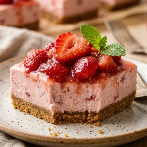 No Bake Strawberry Cheesecake Bars Easy No Bake Dessert Zero Heat