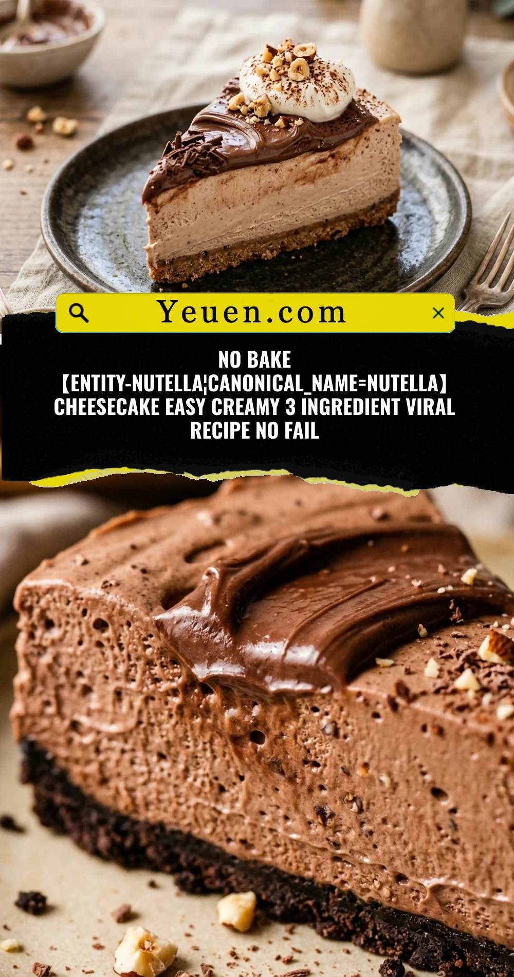 No Bake 【entity-Nutella¦canonical_name=Nutella】 Cheesecake Easy Creamy 3 Ingredient Viral Recipe No Fail