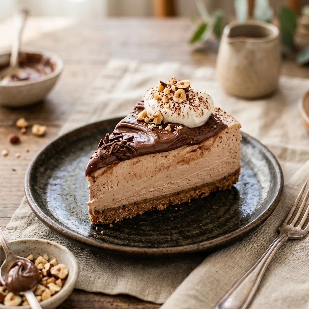 No Bake 【entity-Nutella¦canonical_name=Nutella】 Cheesecake Easy Creamy 3 Ingredient Viral Recipe No Fail