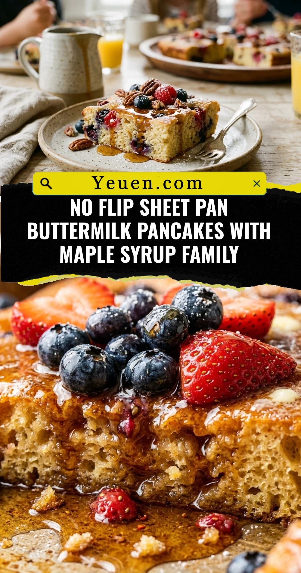 No Flip Sheet Pan Buttermilk Pancakes With Maple Syrup Family