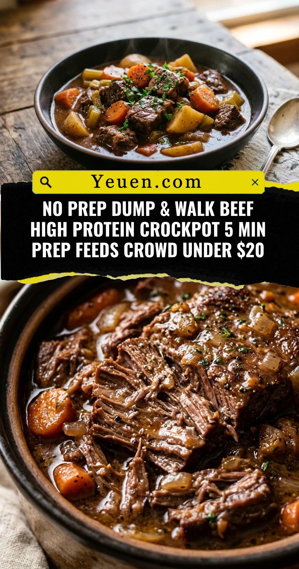 No Prep Dump & Walk Beef High Protein Crockpot 5 Min Prep Feeds Crowd Under $20