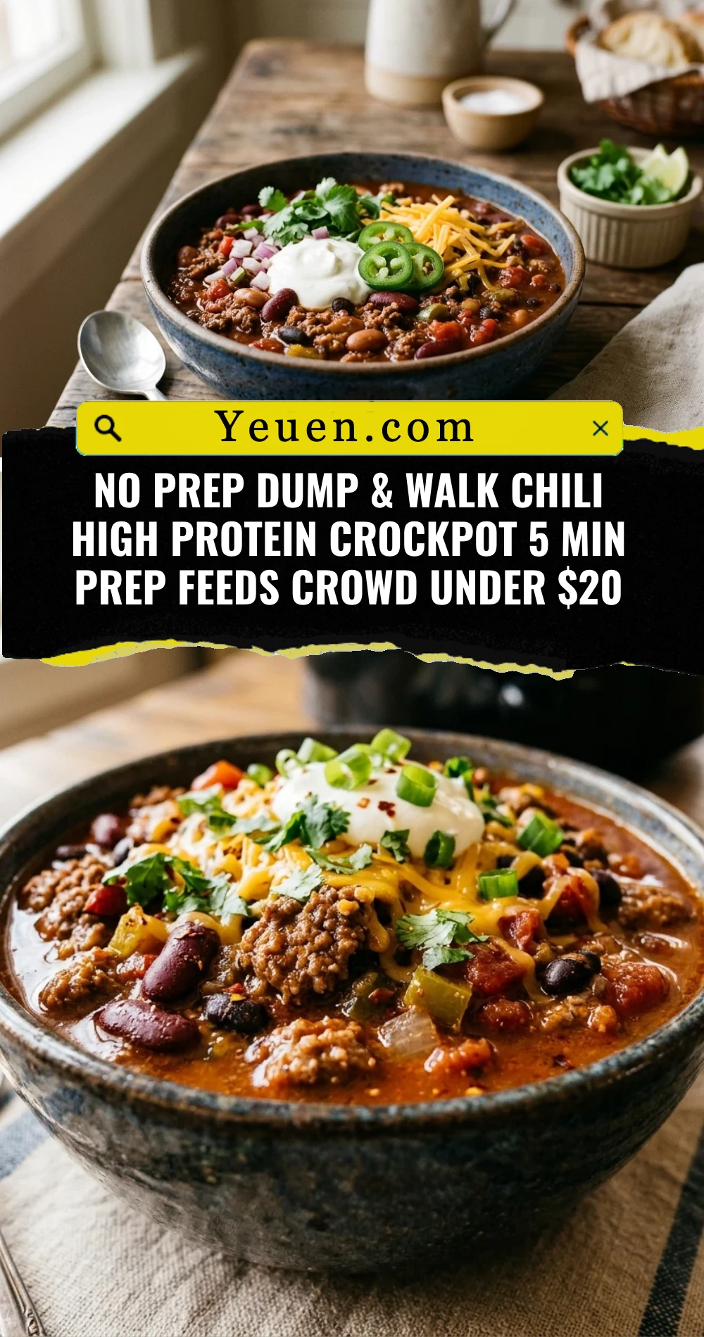 No Prep Dump & Walk Chili High Protein Crockpot 5 Min Prep Feeds Crowd Under $20