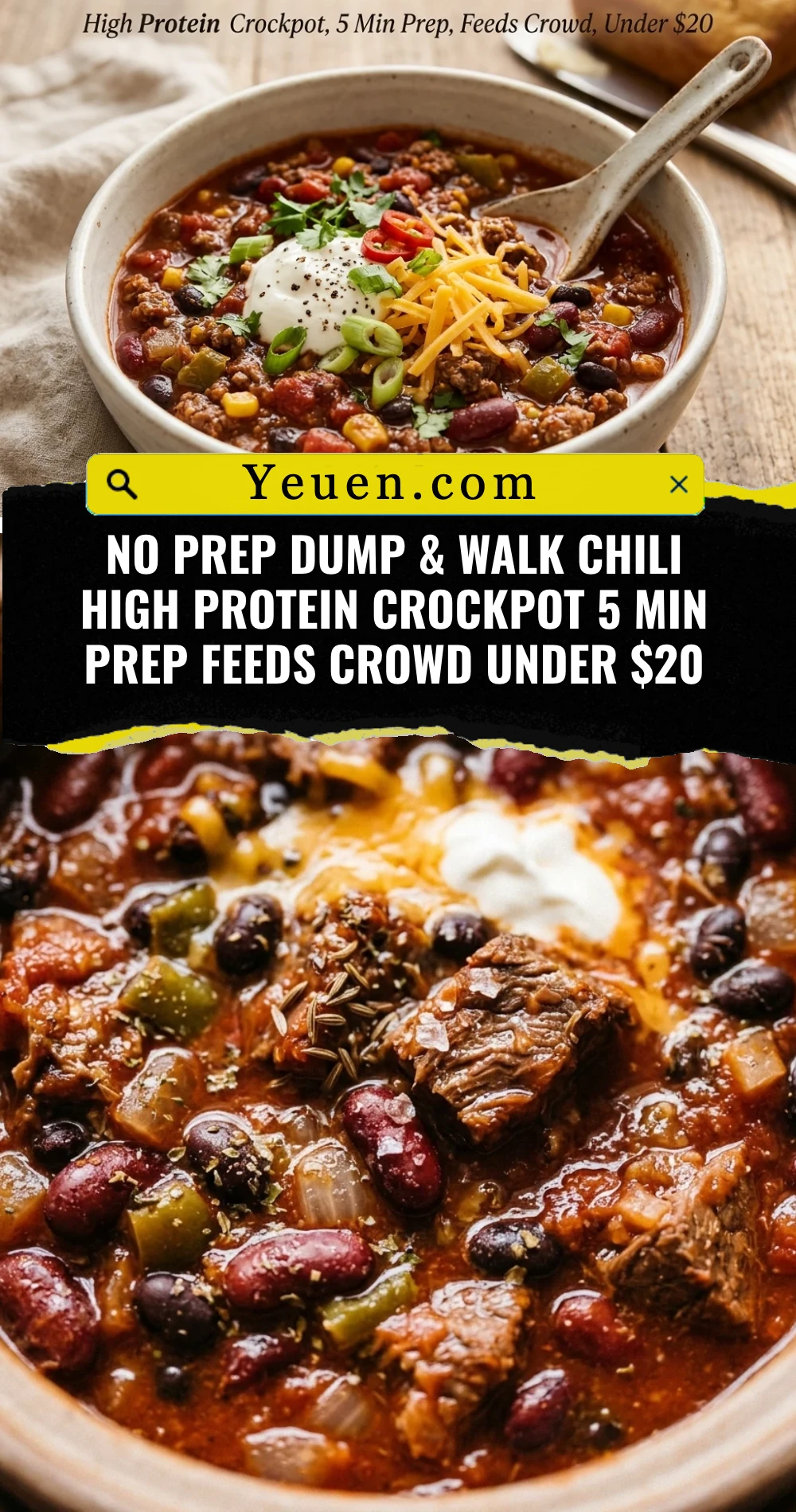 No Prep Dump & Walk Chili High Protein Crockpot 5 Min Prep Feeds Crowd Under $20