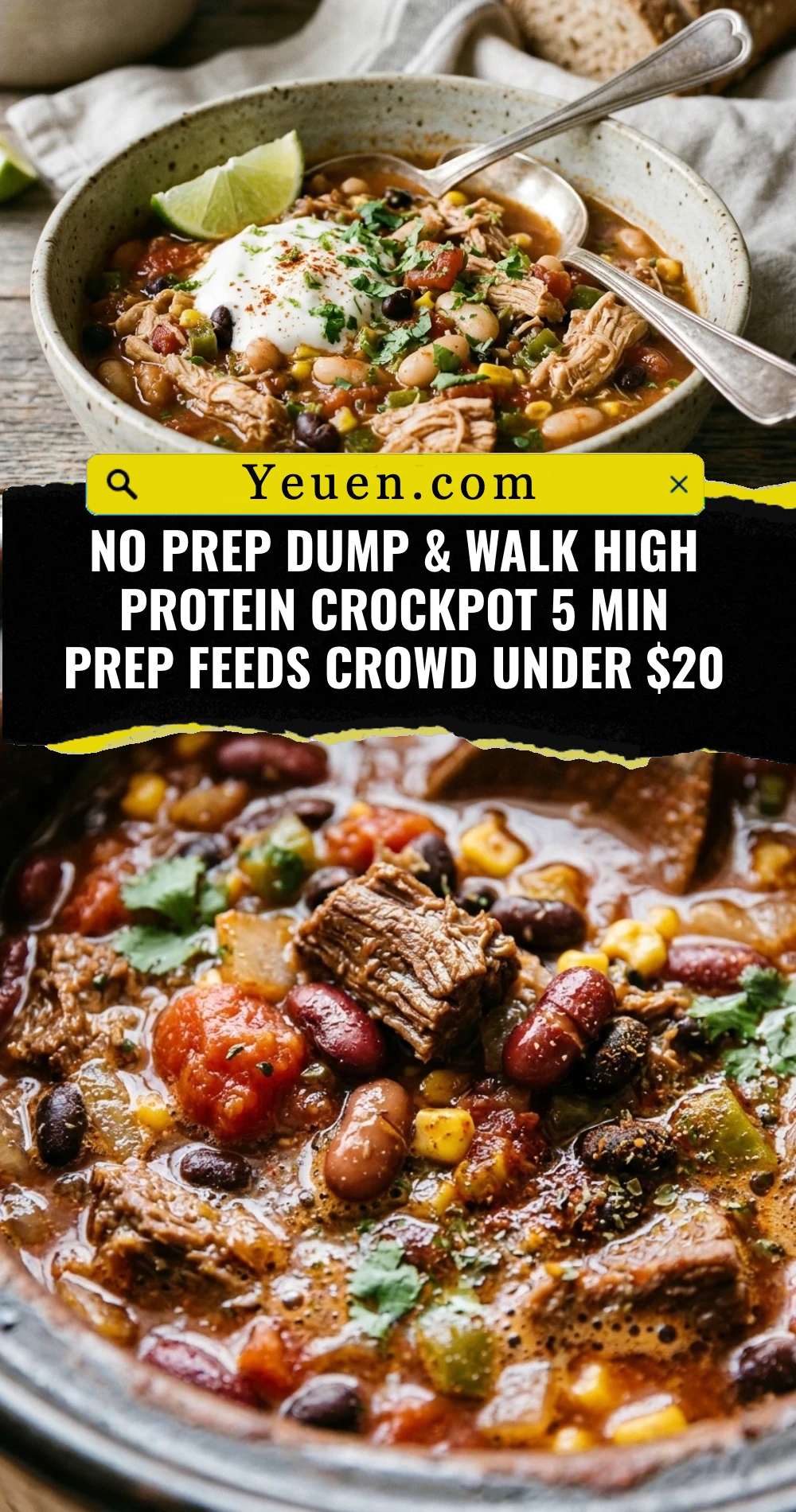 No Prep Dump & Walk High Protein Crockpot 5 Min Prep Feeds Crowd Under $20