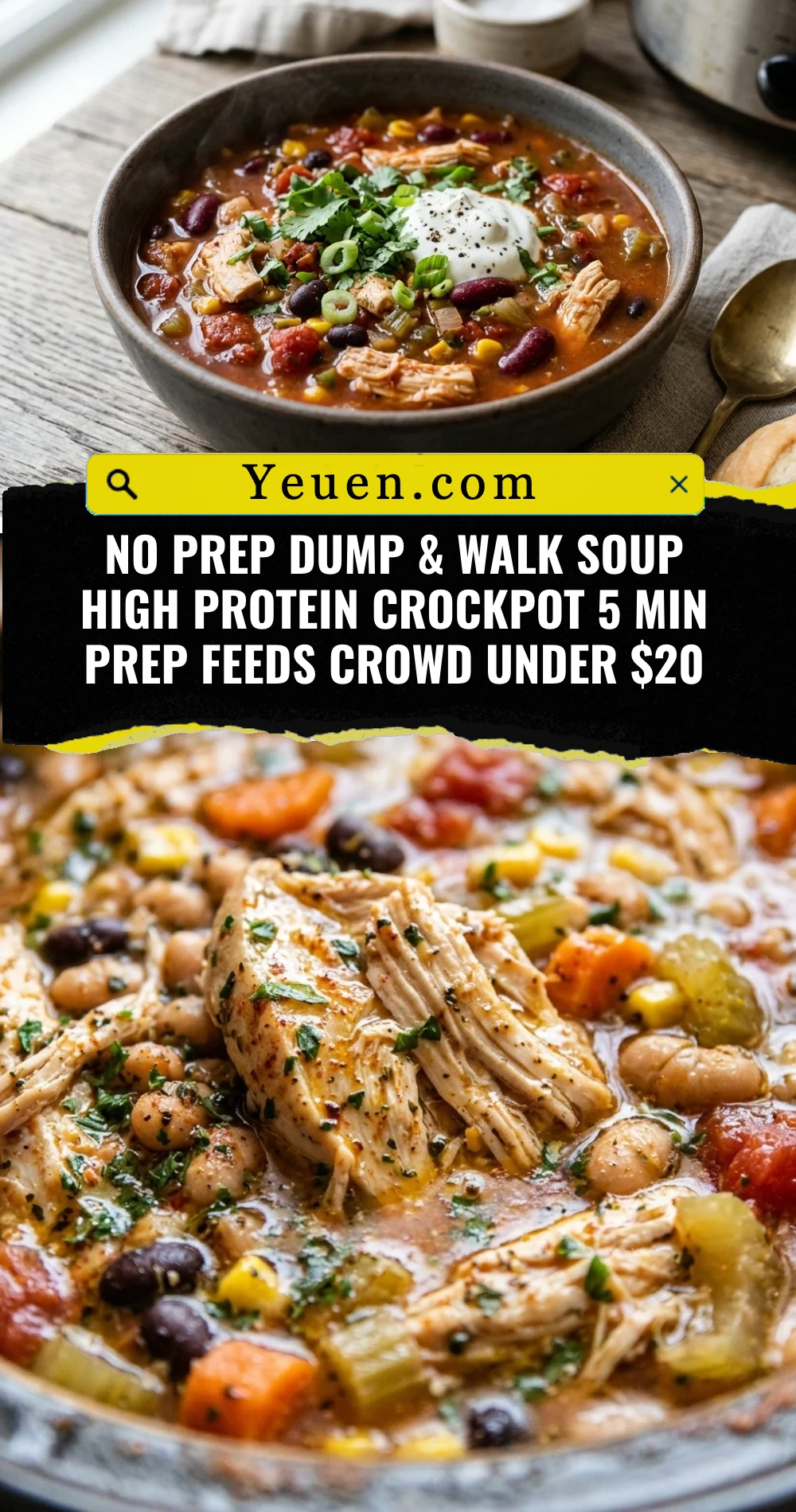 No Prep Dump & Walk Soup High Protein Crockpot 5 Min Prep Feeds Crowd Under $20