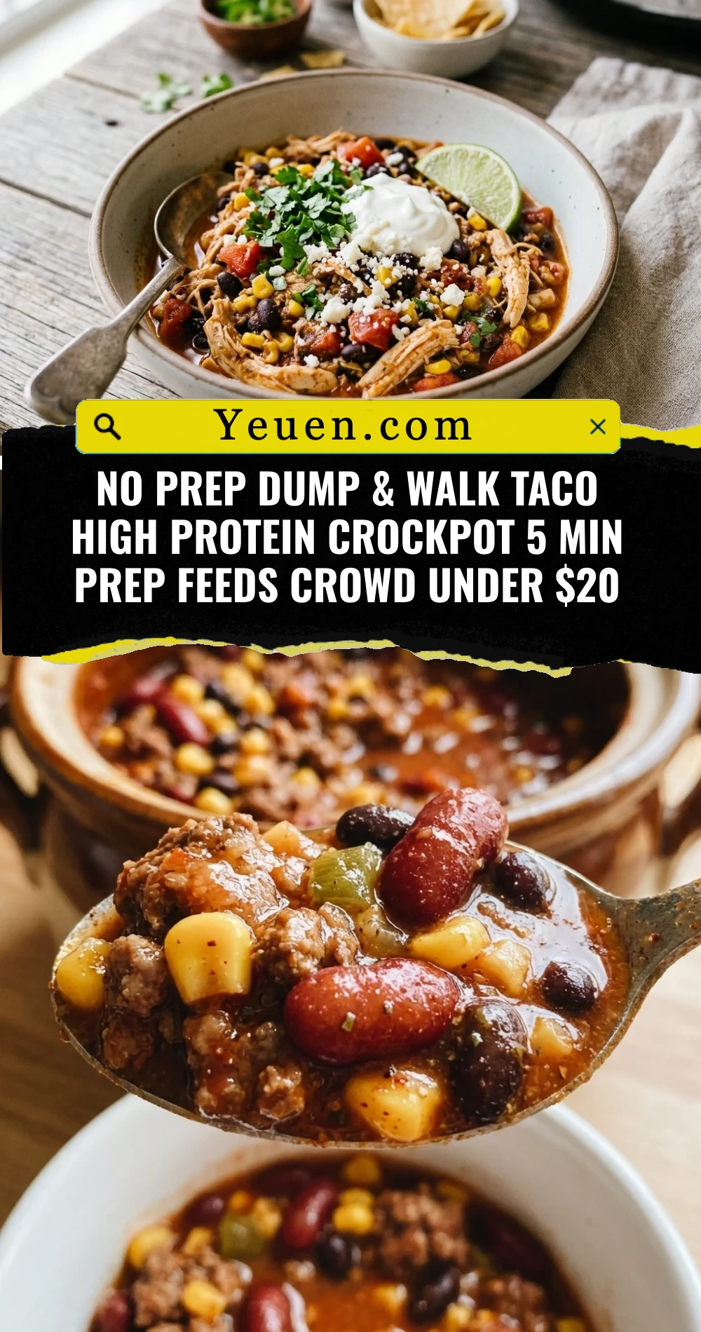 No Prep Dump & Walk Taco High Protein Crockpot 5 Min Prep Feeds Crowd Under $20
