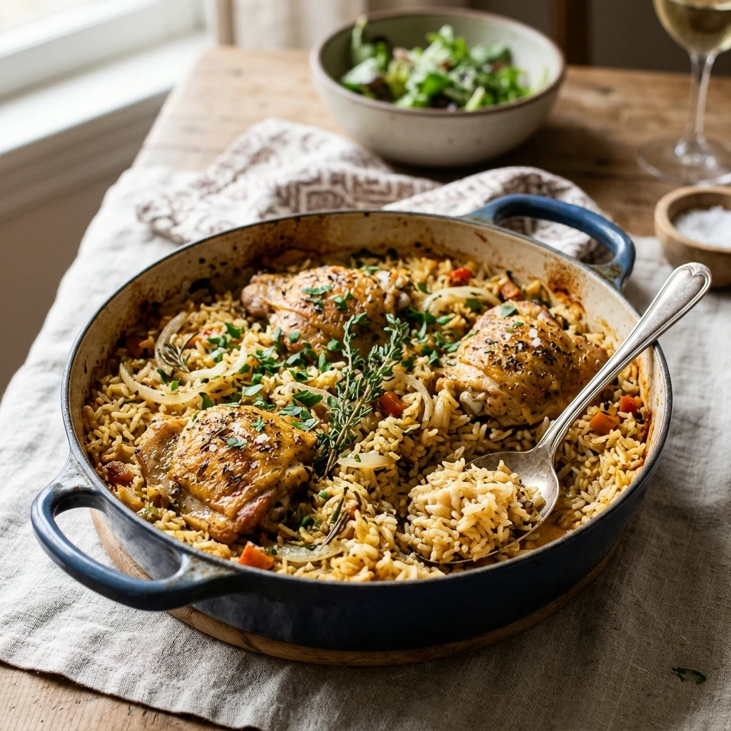 One Pot Baked Chicken Rice Easy Fluffy Family