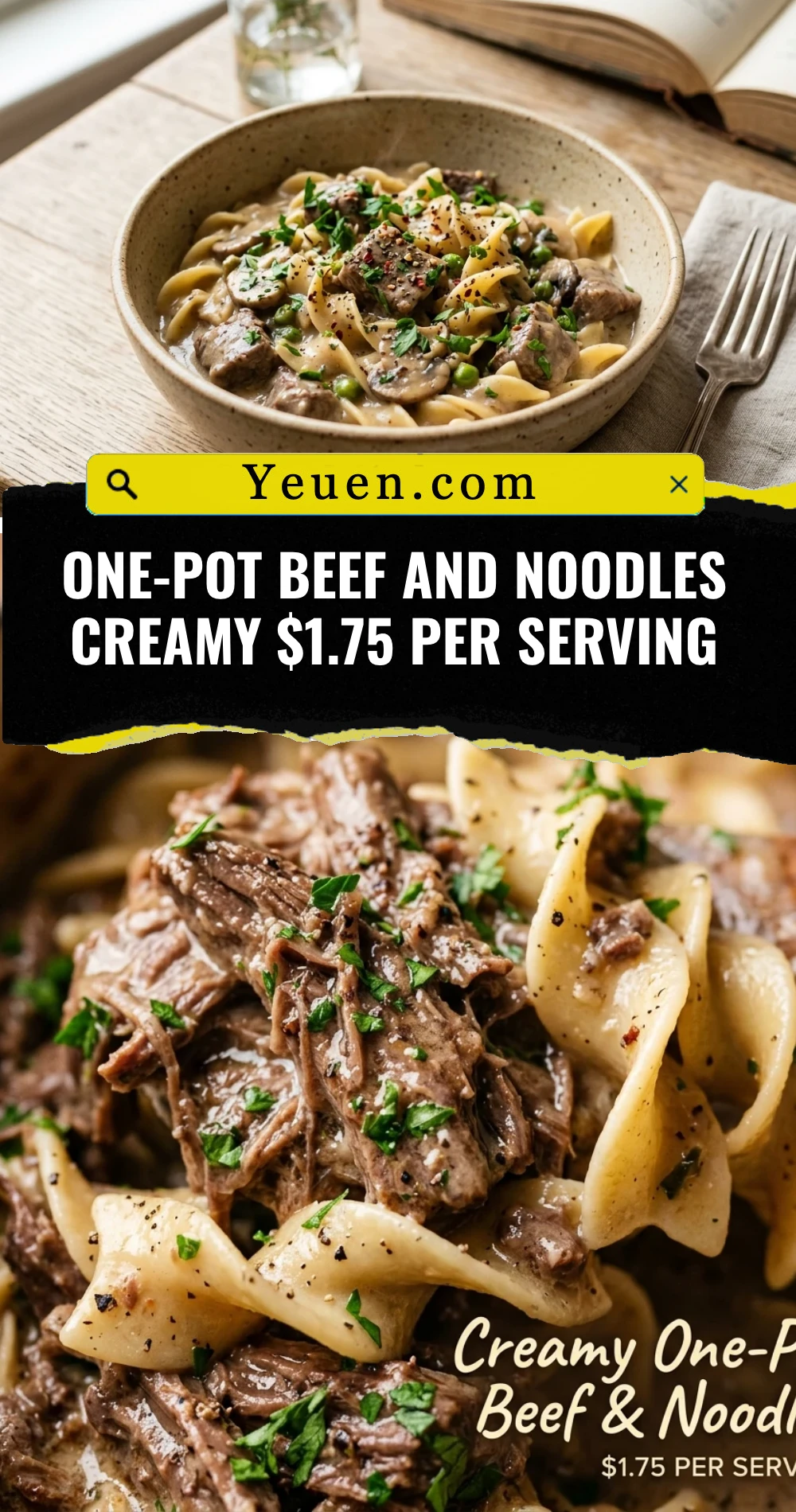 One-Pot Beef And Noodles Creamy $1.75 Per Serving