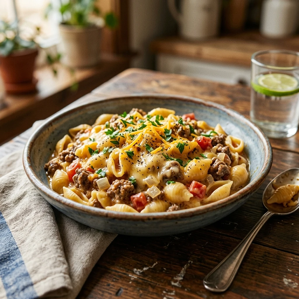 One-Pot Cheeseburger Pasta Kid Approved 20 Minute