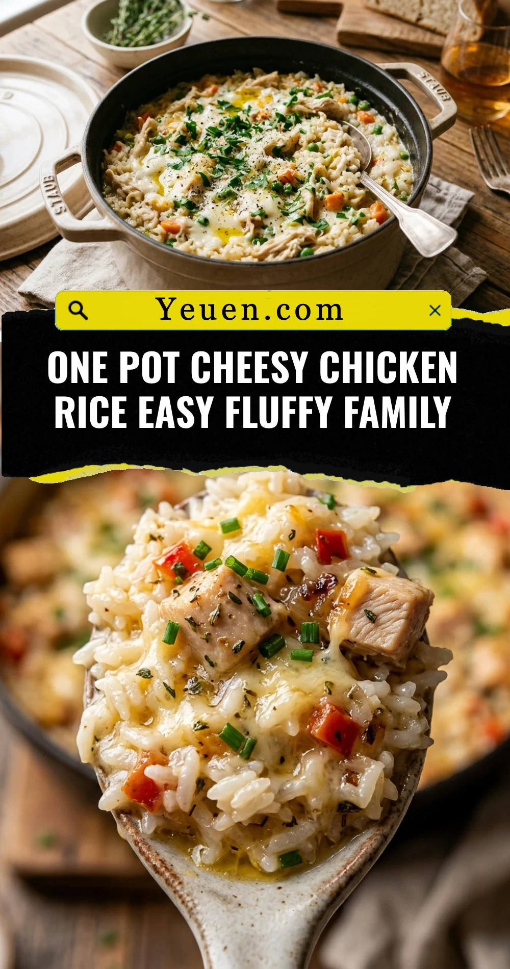 One Pot Cheesy Chicken Rice Easy Fluffy Family