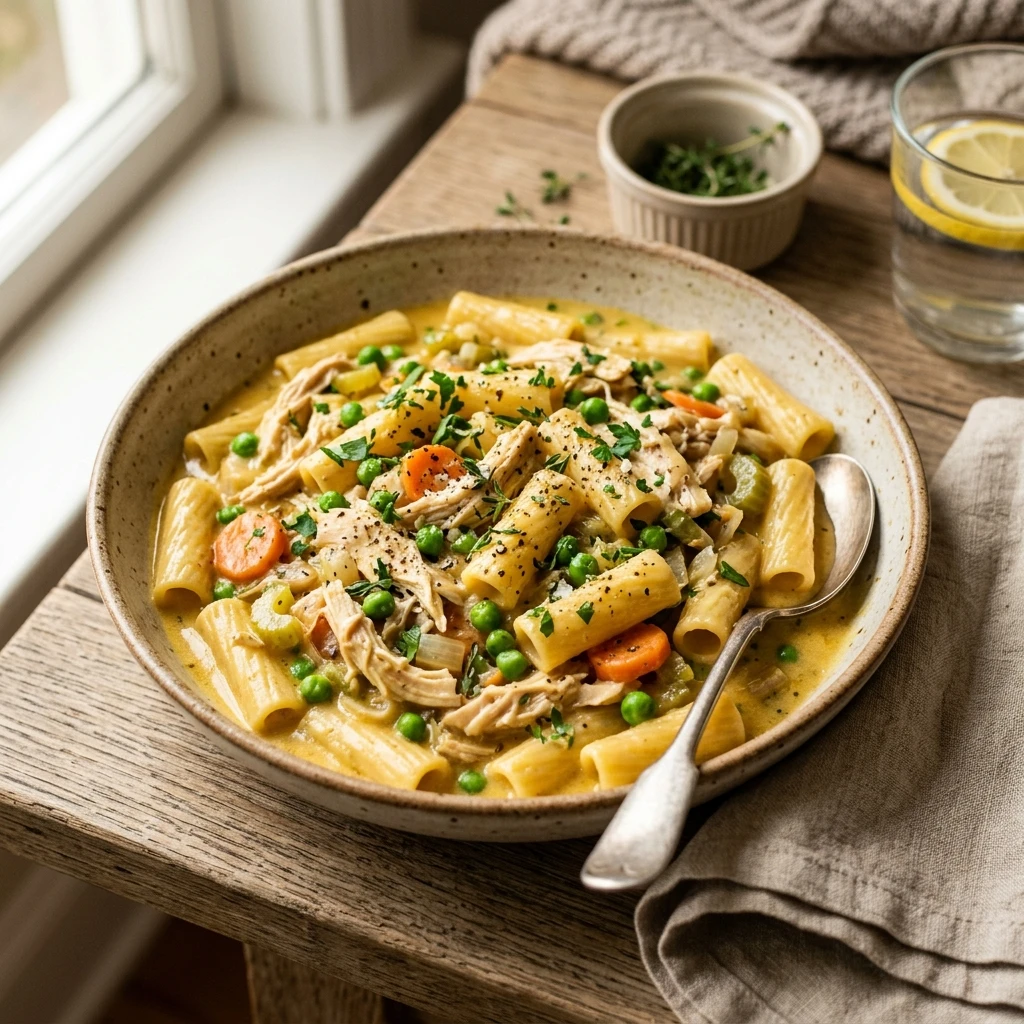 One-Pot Chicken Pot Pie Pasta Cozy 20 Min