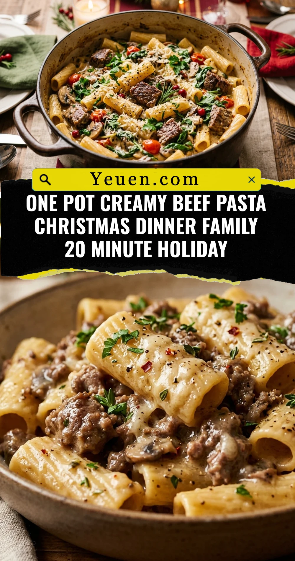 One Pot Creamy Beef Pasta Christmas Dinner Family 20 Minute Holiday