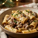 One Pot Creamy Beef Pasta Christmas Dinner Family 20 Minute Holiday