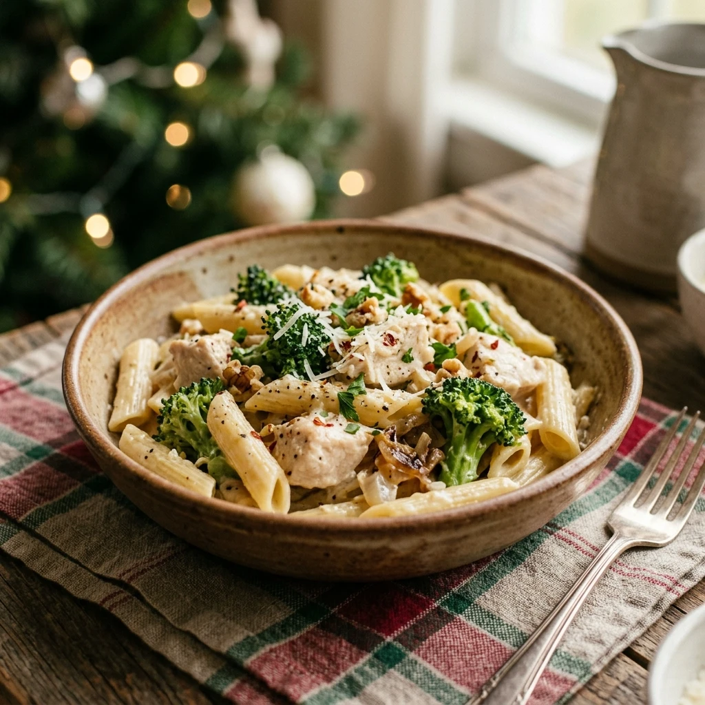 One Pot Creamy Chicken And Broccoli Pasta Christmas 20 Minute