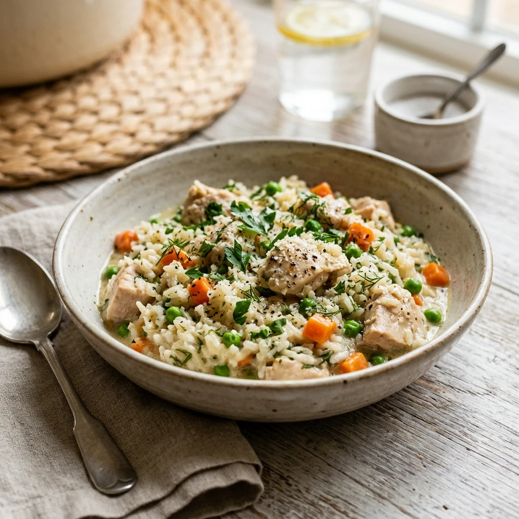 One Pot Creamy Chicken Rice Easy Fluffy Family