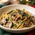 One Pot Creamy Mushroom Pasta Christmas Vegetarian Holiday