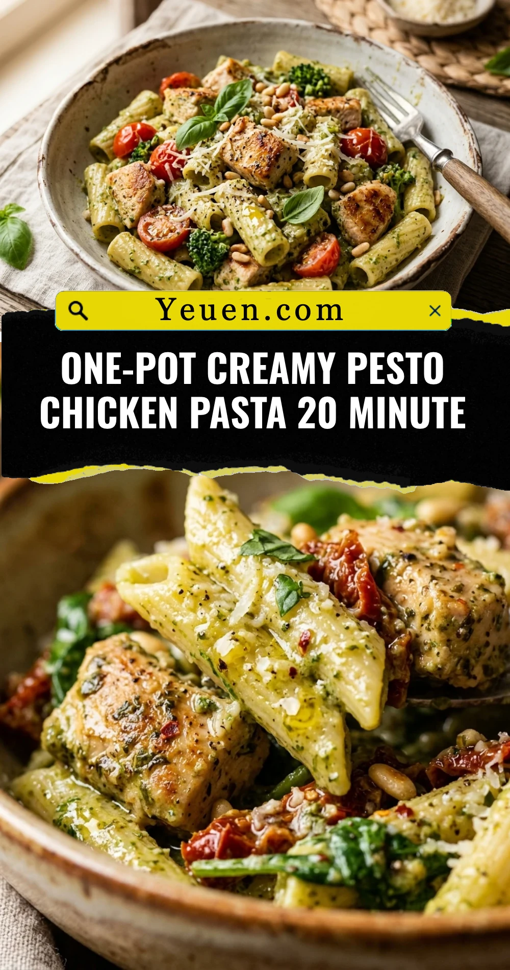 One-Pot Creamy Pesto Chicken Pasta 20 Minute