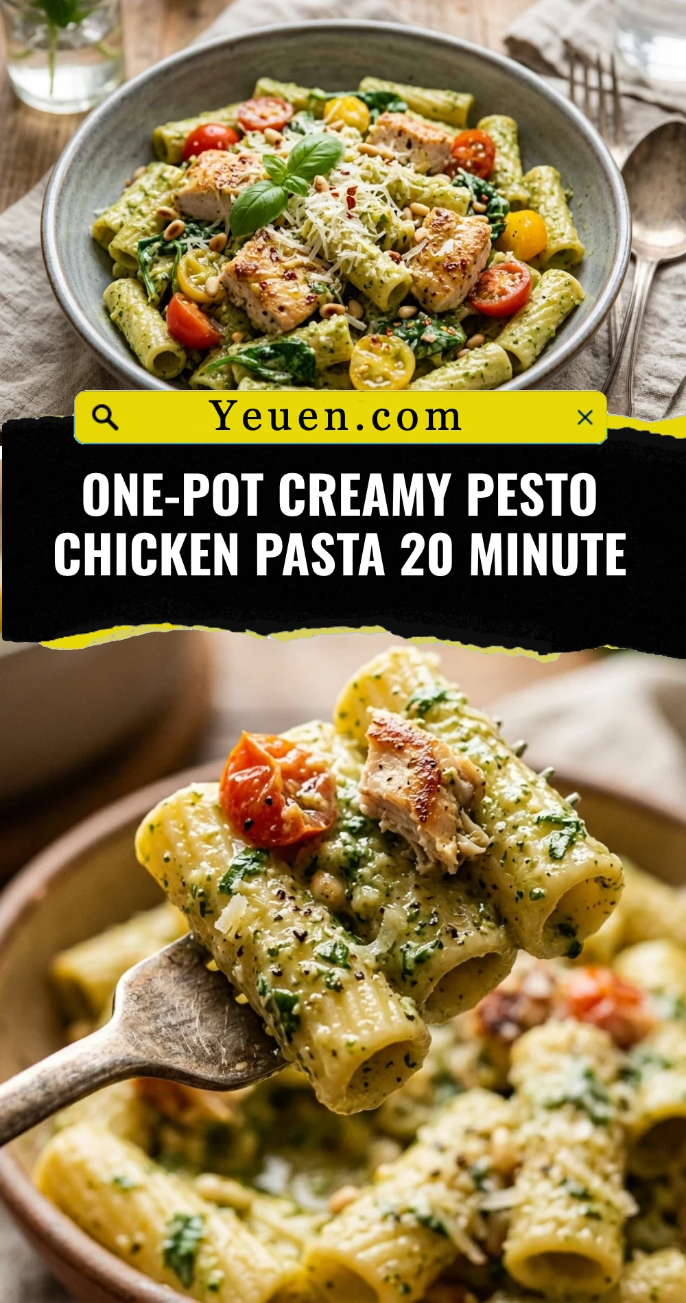 One-Pot Creamy Pesto Chicken Pasta 20 Minute