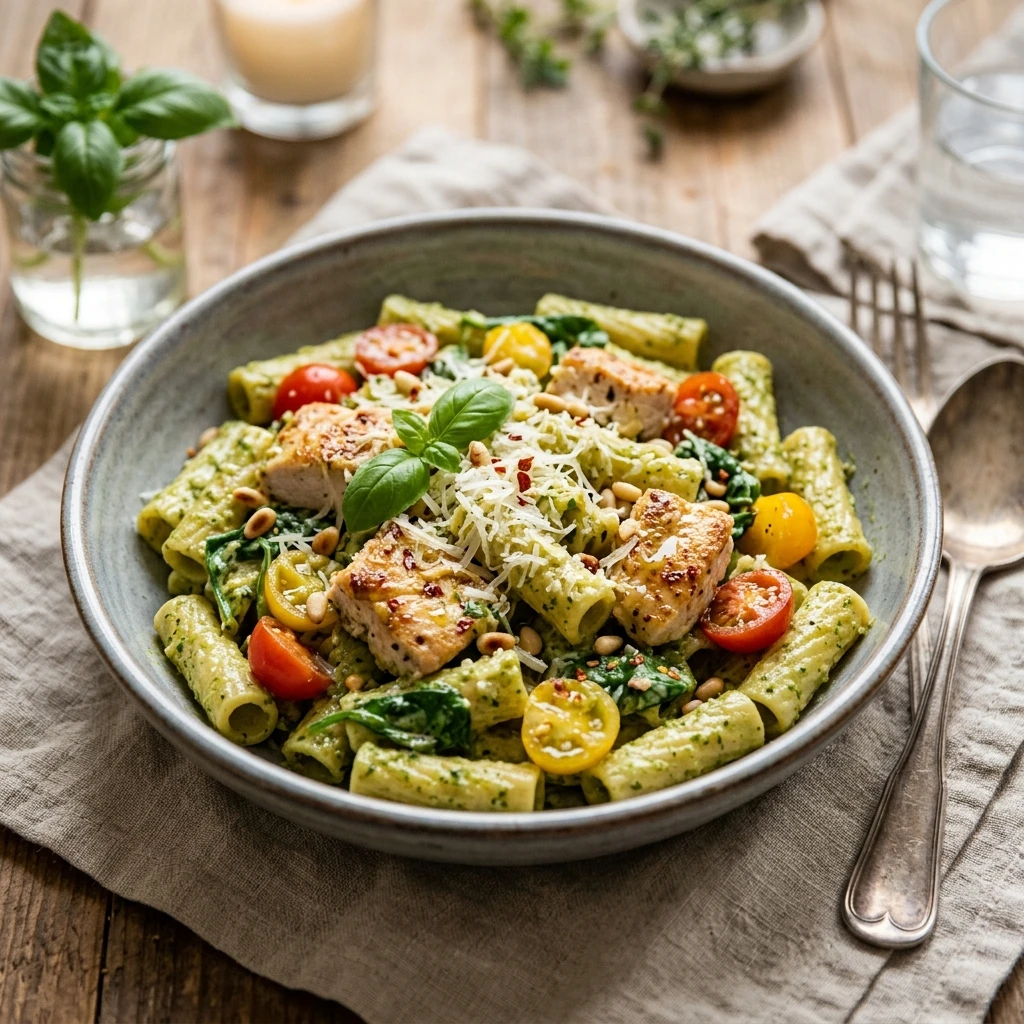 One-Pot Creamy Pesto Chicken Pasta 20 Minute