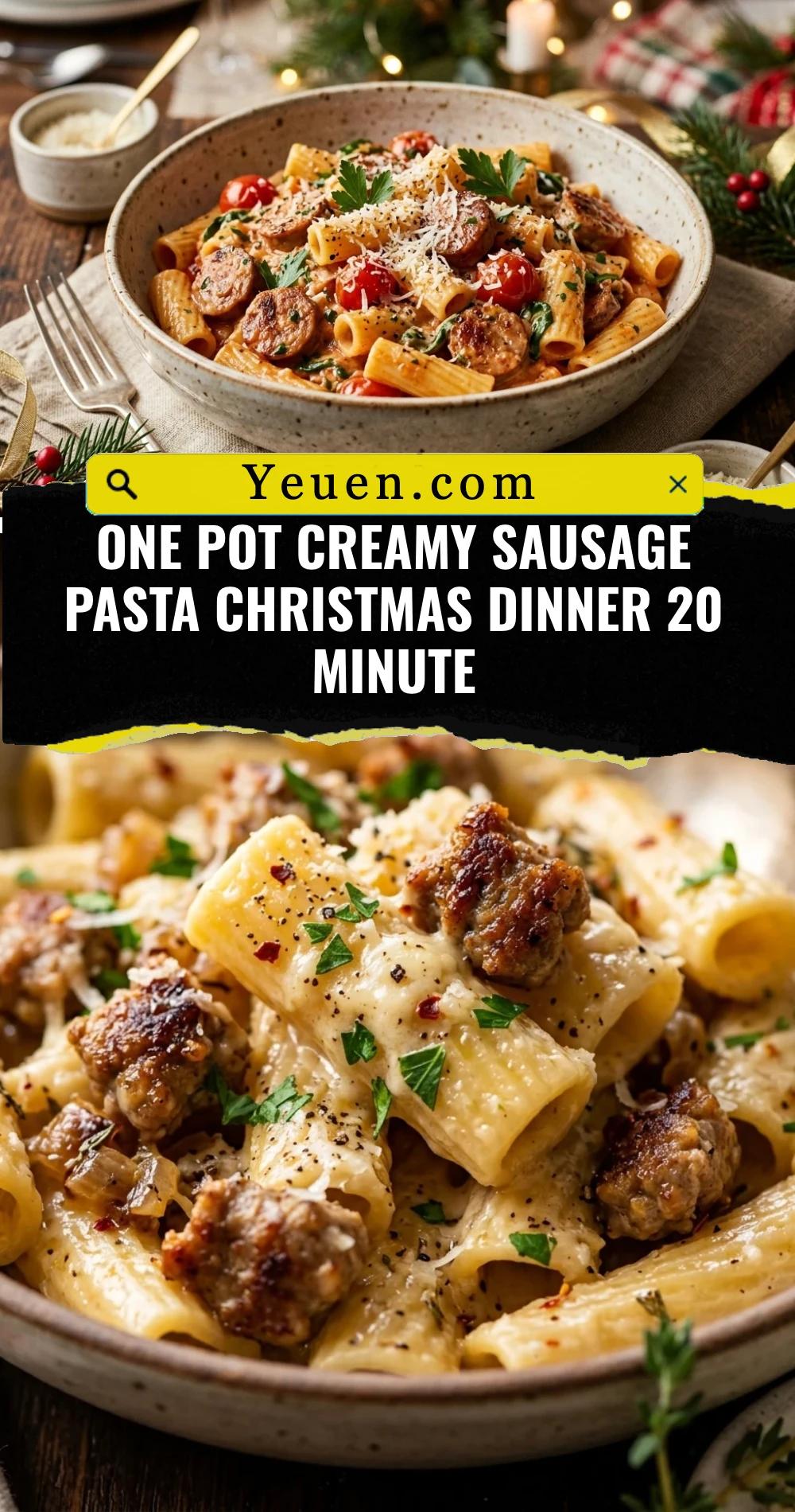 One Pot Creamy Sausage Pasta Christmas Dinner 20 Minute