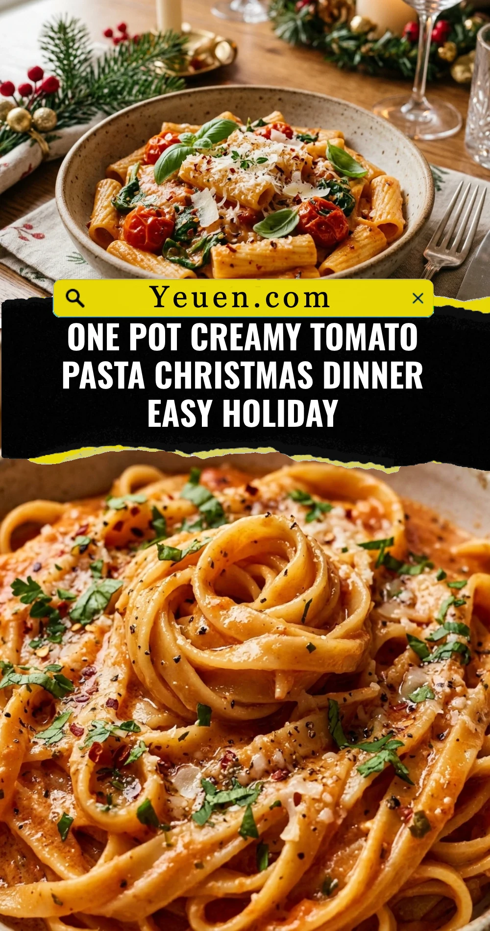 One Pot Creamy Tomato Pasta Christmas Dinner Easy Holiday