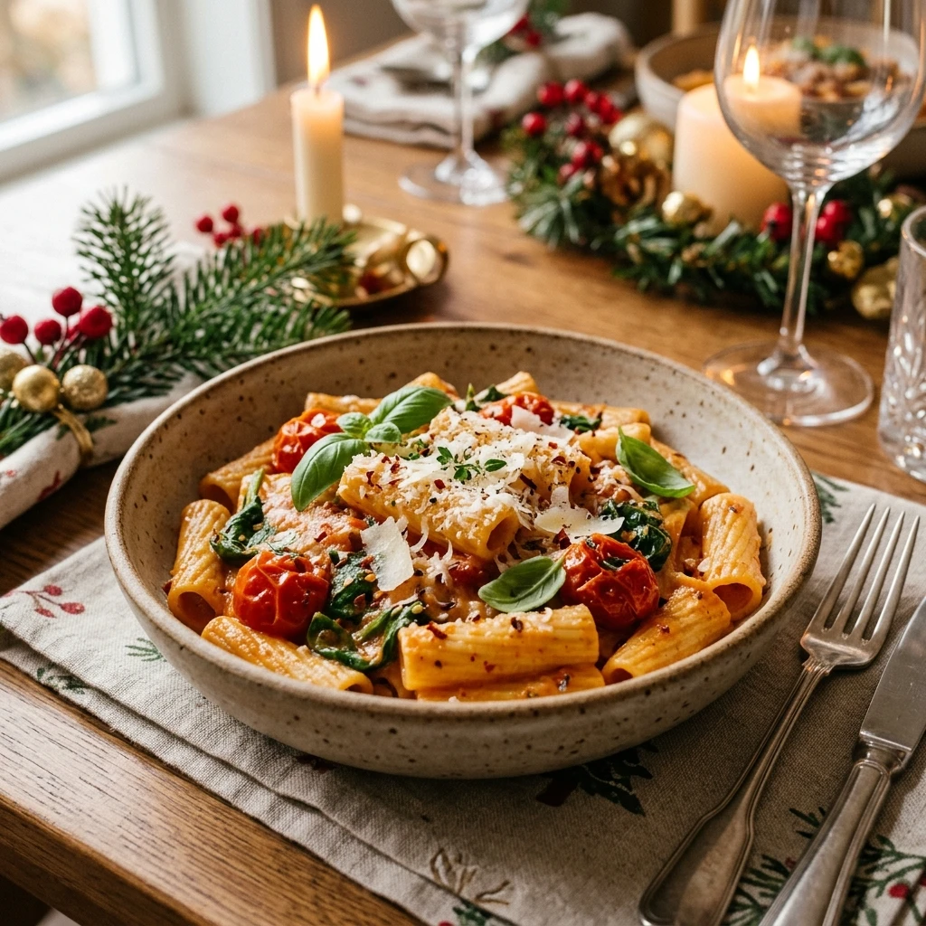 One Pot Creamy Tomato Pasta Christmas Dinner Easy Holiday
