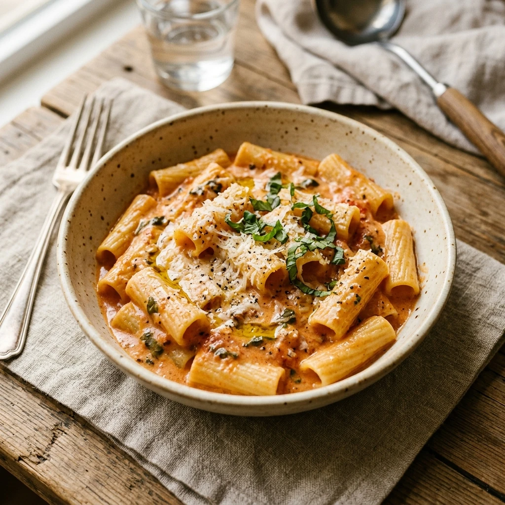 One Pot Creamy Tomato Pasta - No Draining!