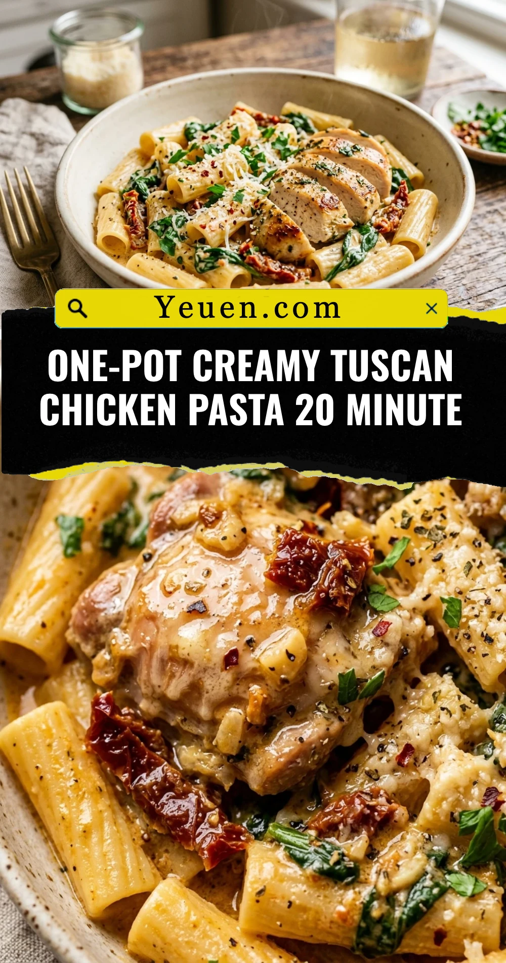 One-Pot Creamy Tuscan Chicken Pasta 20 Minute